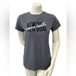 Under Armour Women’s S Gray T-Shirt “New Goal Same Hustle” Print Athletic Tee